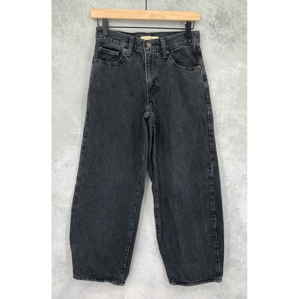 Levis Wide Leg Jeans Womens 24 Black Baggy Dad Fade Cotton Denim Pants